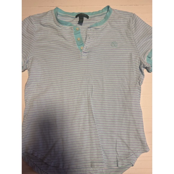 Lauren Ralph Lauren Other - Lauren Ralph Lauren Henley‎ Kids Large Blue Purple Striped Excellent Cotton Tee